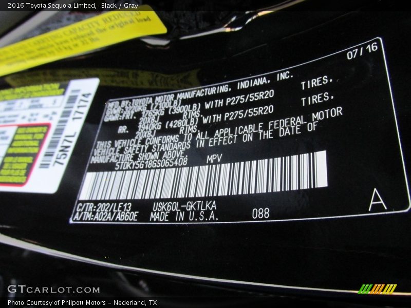 Black / Gray 2016 Toyota Sequoia Limited