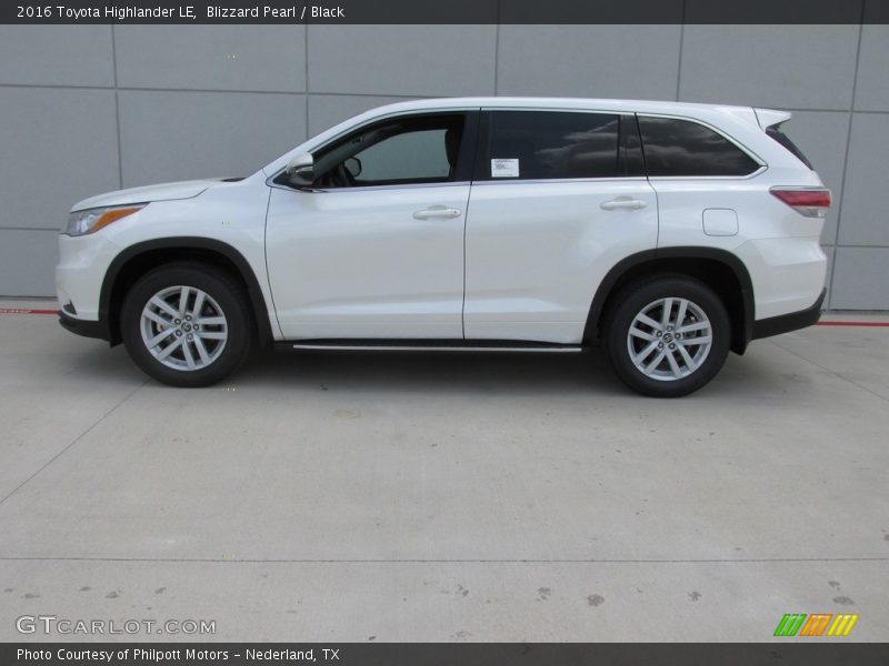 Blizzard Pearl / Black 2016 Toyota Highlander LE