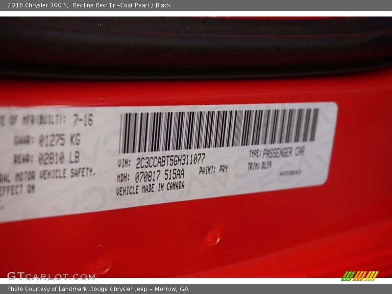 Redline Red Tri-Coat Pearl / Black 2016 Chrysler 300 S