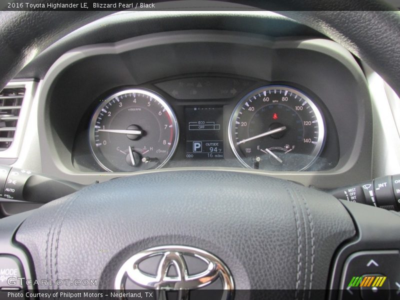 Blizzard Pearl / Black 2016 Toyota Highlander LE