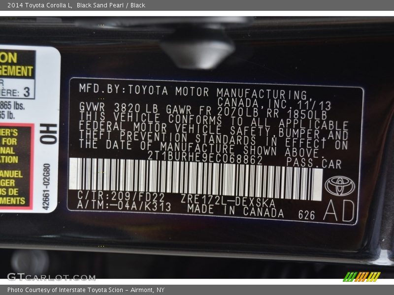 Black Sand Pearl / Black 2014 Toyota Corolla L