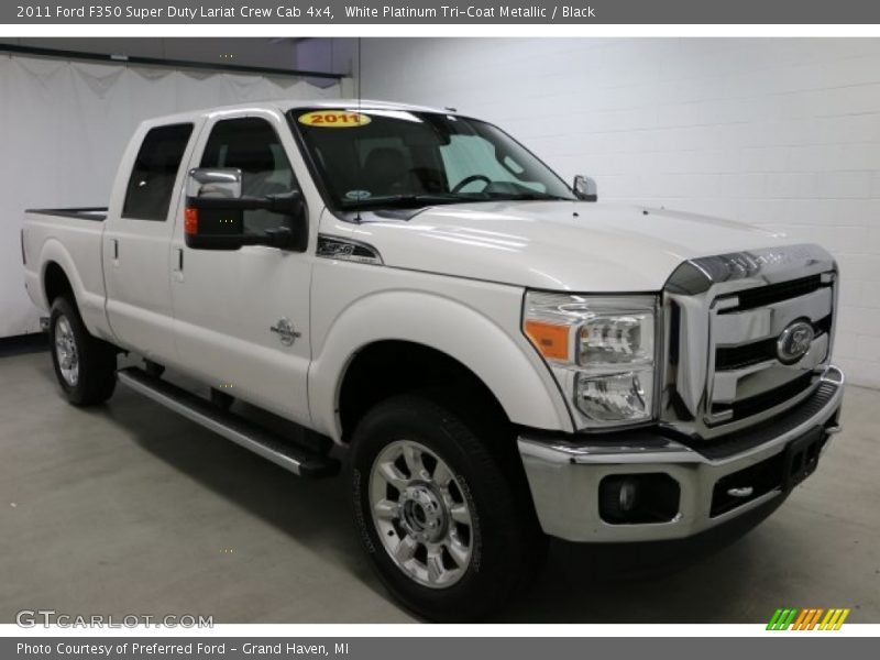 White Platinum Tri-Coat Metallic / Black 2011 Ford F350 Super Duty Lariat Crew Cab 4x4