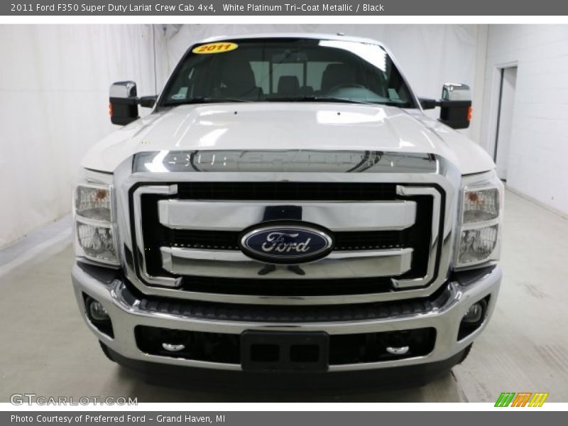 White Platinum Tri-Coat Metallic / Black 2011 Ford F350 Super Duty Lariat Crew Cab 4x4