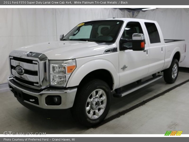 White Platinum Tri-Coat Metallic / Black 2011 Ford F350 Super Duty Lariat Crew Cab 4x4