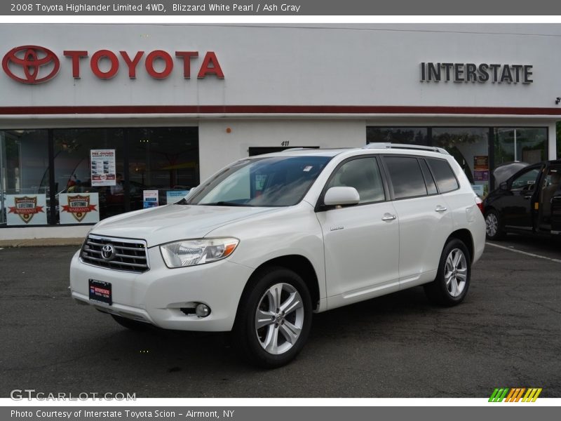Blizzard White Pearl / Ash Gray 2008 Toyota Highlander Limited 4WD