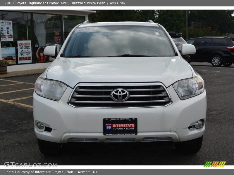 Blizzard White Pearl / Ash Gray 2008 Toyota Highlander Limited 4WD