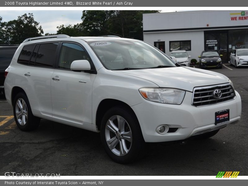 Blizzard White Pearl / Ash Gray 2008 Toyota Highlander Limited 4WD