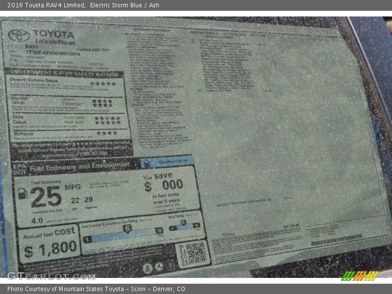 Electric Storm Blue / Ash 2016 Toyota RAV4 Limited