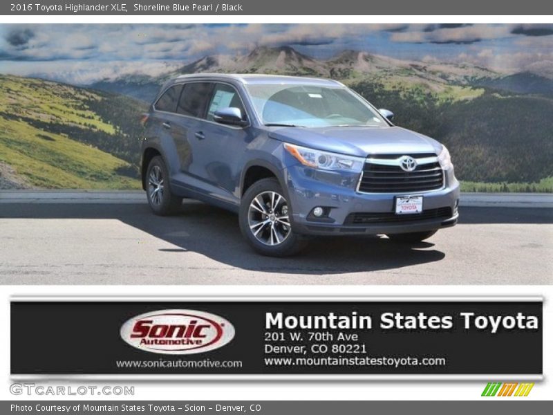Shoreline Blue Pearl / Black 2016 Toyota Highlander XLE