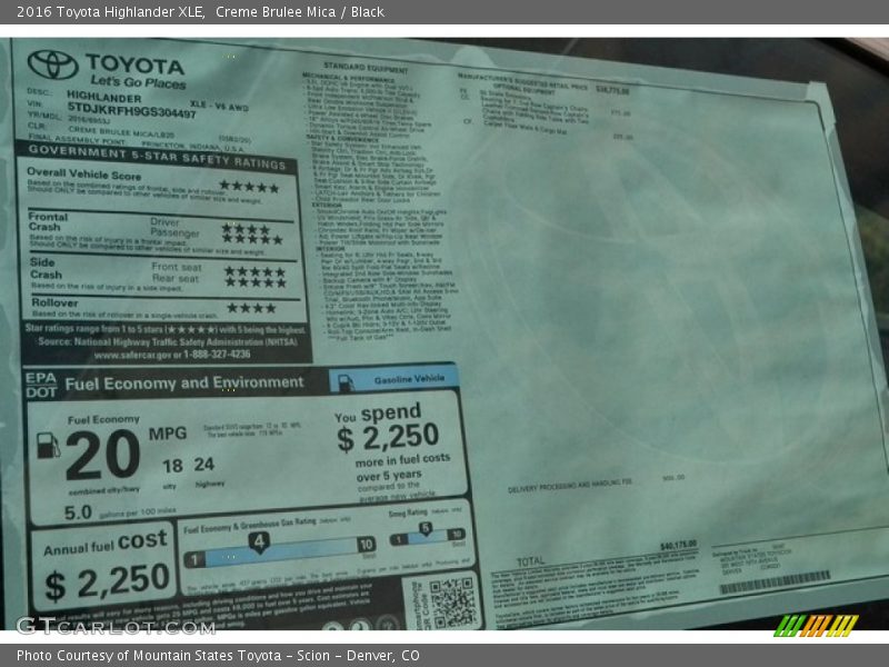 Creme Brulee Mica / Black 2016 Toyota Highlander XLE