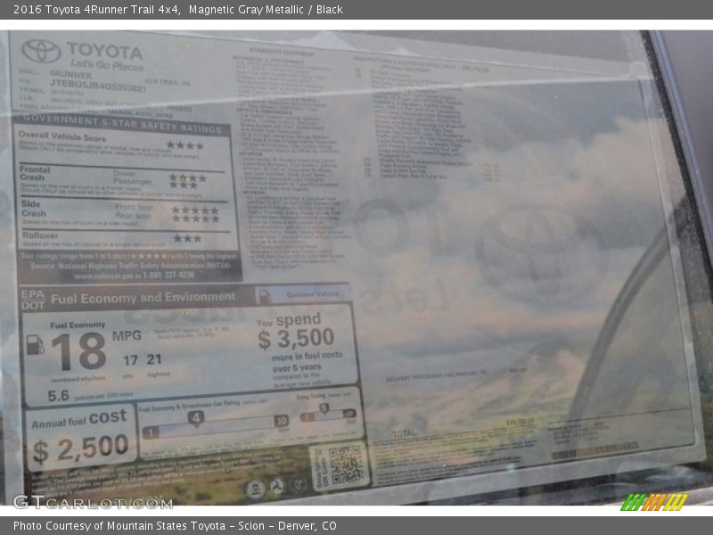 Magnetic Gray Metallic / Black 2016 Toyota 4Runner Trail 4x4