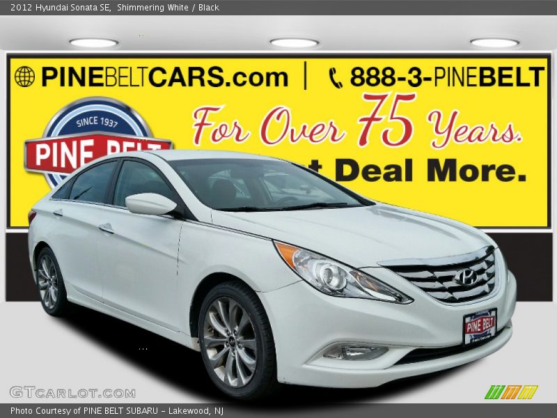 Shimmering White / Black 2012 Hyundai Sonata SE