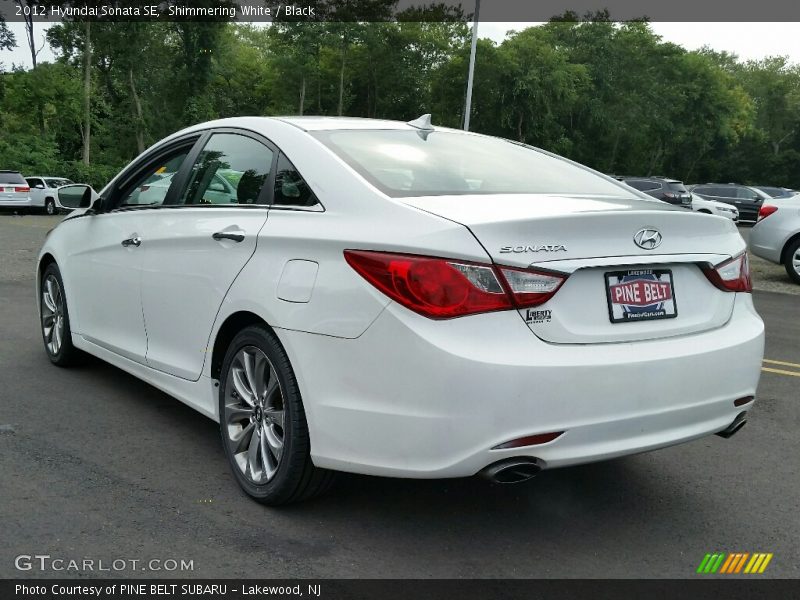 Shimmering White / Black 2012 Hyundai Sonata SE