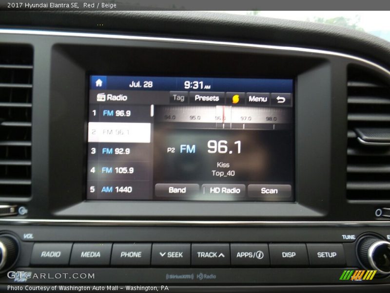 Red / Beige 2017 Hyundai Elantra SE