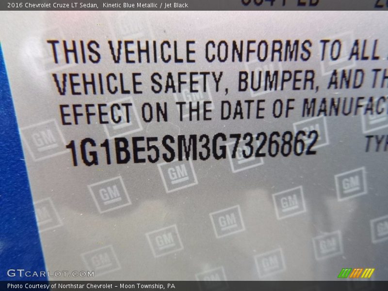 Kinetic Blue Metallic / Jet Black 2016 Chevrolet Cruze LT Sedan