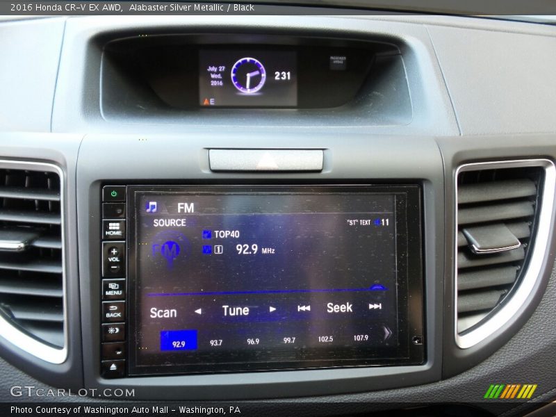 Alabaster Silver Metallic / Black 2016 Honda CR-V EX AWD