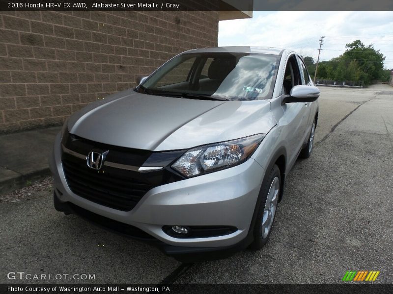 Alabaster Silver Metallic / Gray 2016 Honda HR-V EX AWD