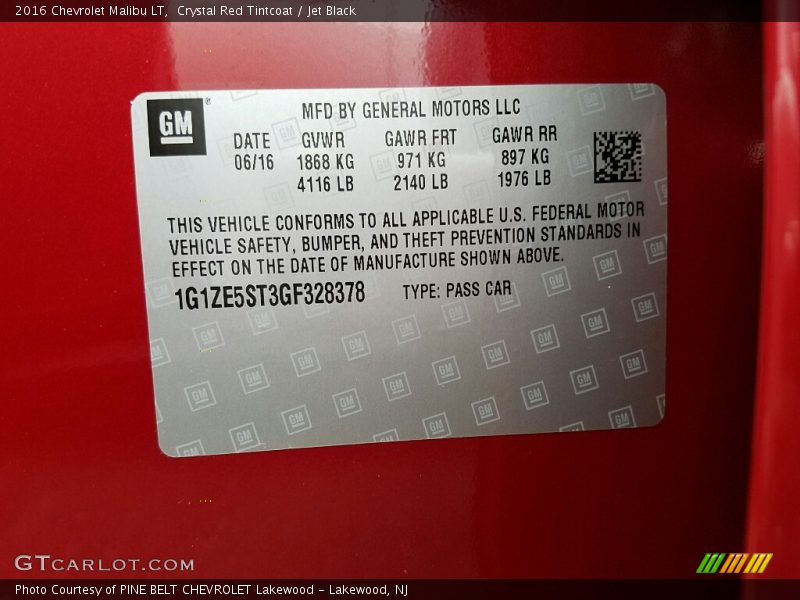 Crystal Red Tintcoat / Jet Black 2016 Chevrolet Malibu LT
