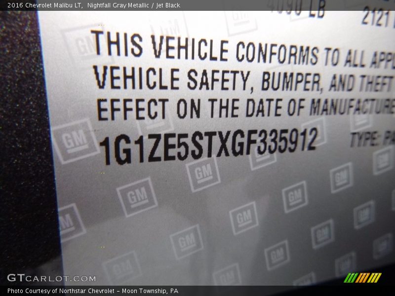 Nightfall Gray Metallic / Jet Black 2016 Chevrolet Malibu LT