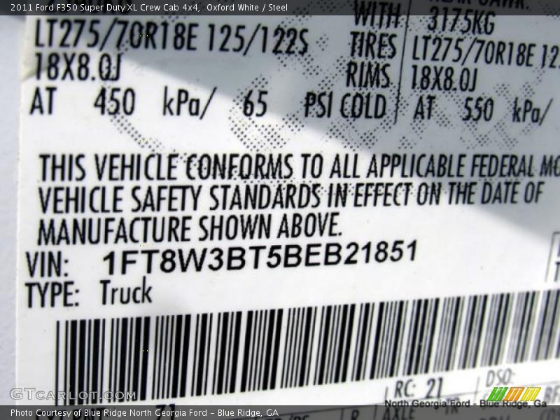Oxford White / Steel 2011 Ford F350 Super Duty XL Crew Cab 4x4