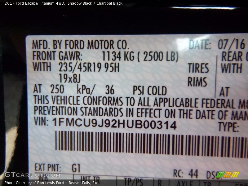 Shadow Black / Charcoal Black 2017 Ford Escape Titanium 4WD