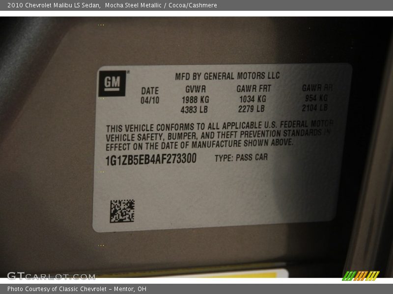 Mocha Steel Metallic / Cocoa/Cashmere 2010 Chevrolet Malibu LS Sedan