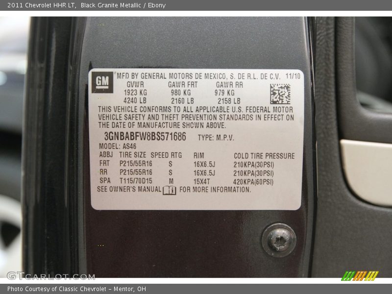 Black Granite Metallic / Ebony 2011 Chevrolet HHR LT