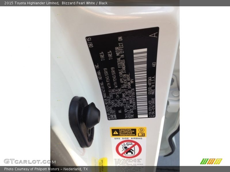 Blizzard Pearl White / Black 2015 Toyota Highlander Limited