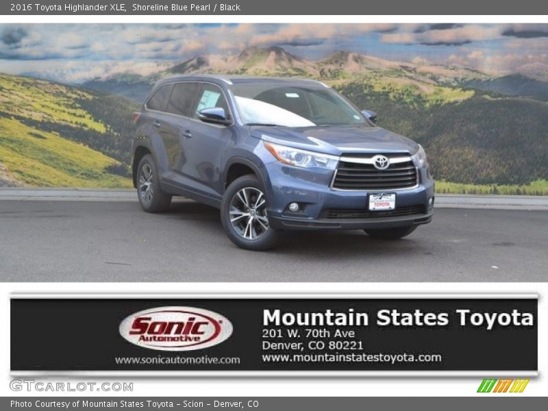 Shoreline Blue Pearl / Black 2016 Toyota Highlander XLE