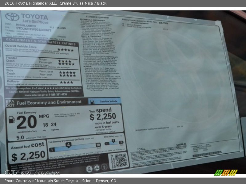Creme Brulee Mica / Black 2016 Toyota Highlander XLE