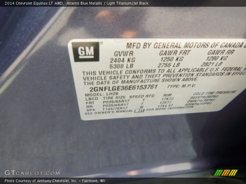 Atlantis Blue Metallic / Light Titanium/Jet Black 2014 Chevrolet Equinox LT AWD