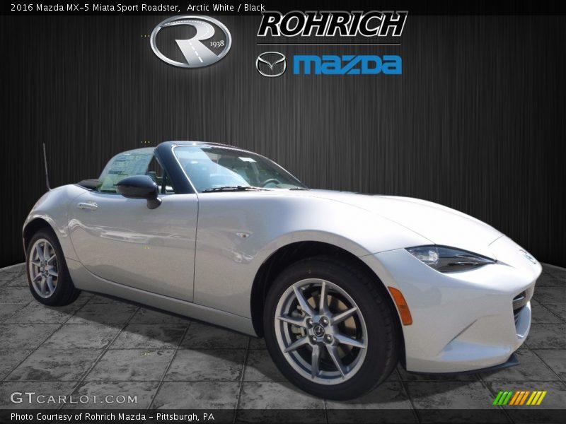 Arctic White / Black 2016 Mazda MX-5 Miata Sport Roadster
