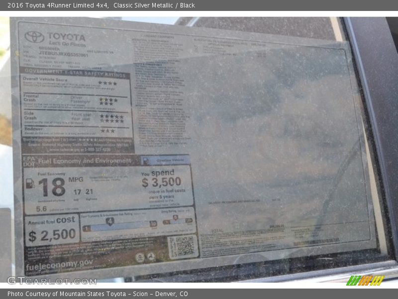 Classic Silver Metallic / Black 2016 Toyota 4Runner Limited 4x4