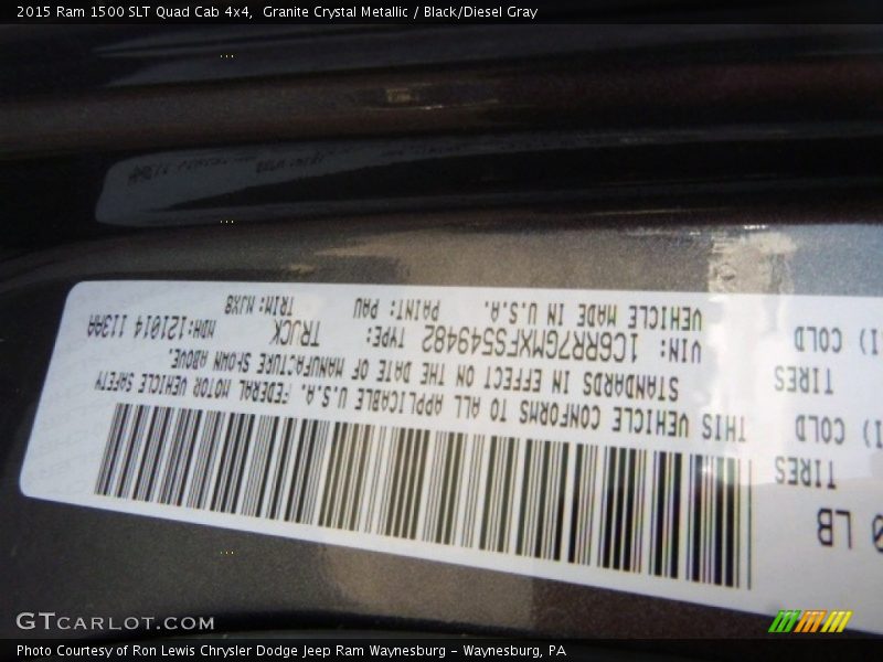 Granite Crystal Metallic / Black/Diesel Gray 2015 Ram 1500 SLT Quad Cab 4x4
