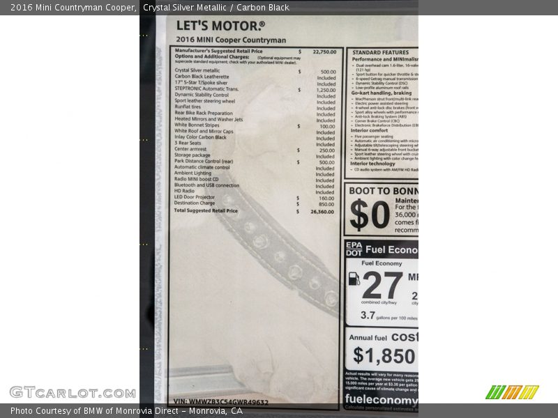 Crystal Silver Metallic / Carbon Black 2016 Mini Countryman Cooper