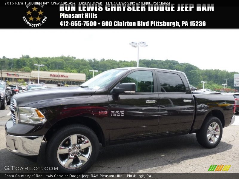 Luxury Brown Pearl / Canyon Brown/Light Frost Beige 2016 Ram 1500 Big Horn Crew Cab 4x4