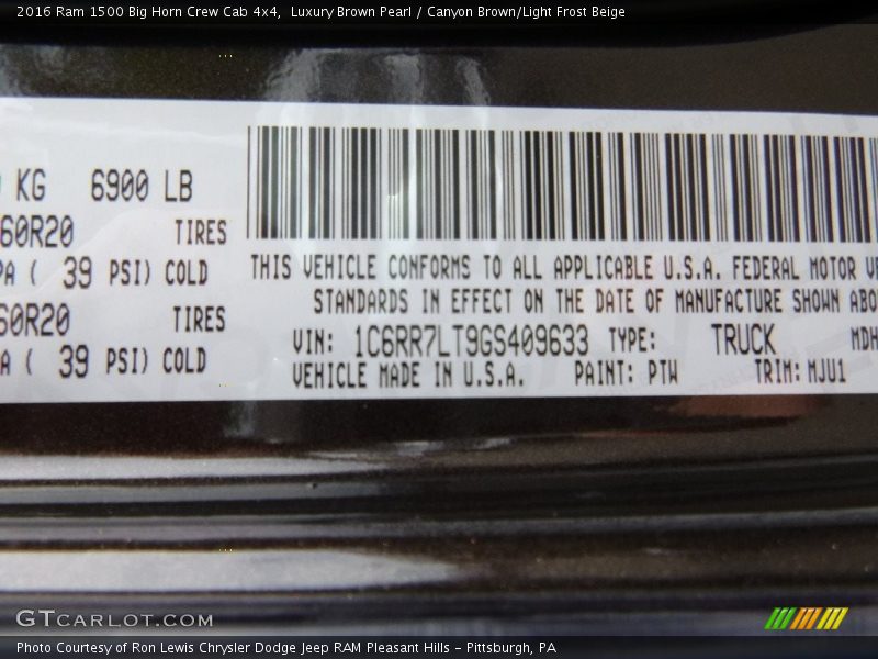 Luxury Brown Pearl / Canyon Brown/Light Frost Beige 2016 Ram 1500 Big Horn Crew Cab 4x4