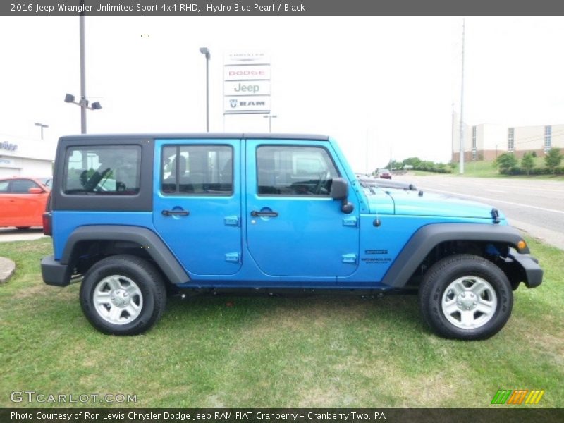Hydro Blue Pearl / Black 2016 Jeep Wrangler Unlimited Sport 4x4 RHD