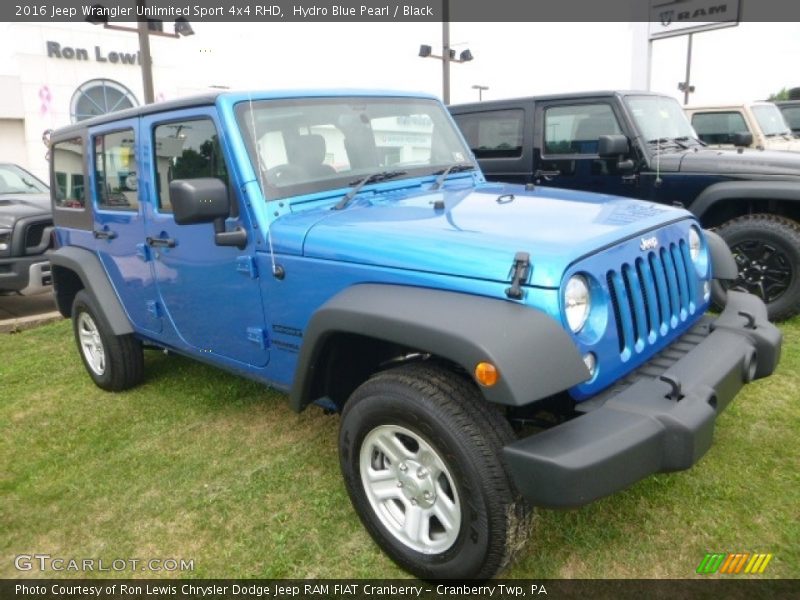 Hydro Blue Pearl / Black 2016 Jeep Wrangler Unlimited Sport 4x4 RHD