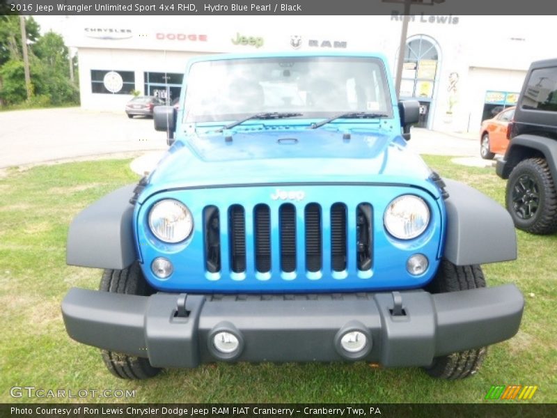 Hydro Blue Pearl / Black 2016 Jeep Wrangler Unlimited Sport 4x4 RHD