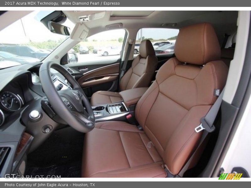 Front Seat of 2017 MDX Technology