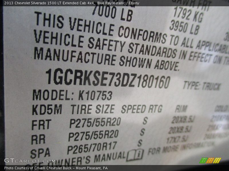 Blue Ray Metallic / Ebony 2013 Chevrolet Silverado 1500 LT Extended Cab 4x4