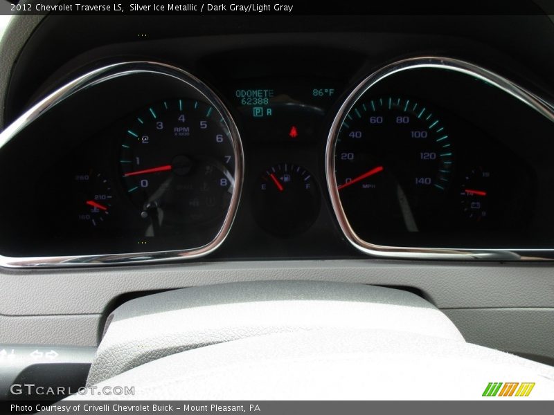 Silver Ice Metallic / Dark Gray/Light Gray 2012 Chevrolet Traverse LS