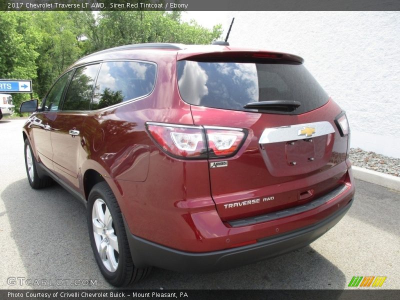 Siren Red Tintcoat / Ebony 2017 Chevrolet Traverse LT AWD