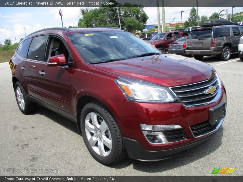 Siren Red Tintcoat / Ebony 2017 Chevrolet Traverse LT AWD