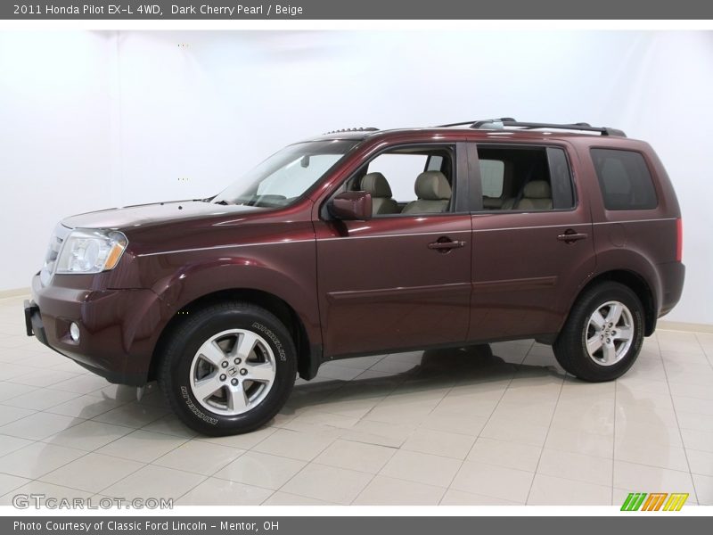 Dark Cherry Pearl / Beige 2011 Honda Pilot EX-L 4WD