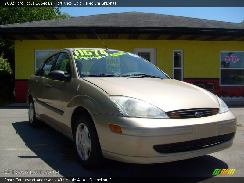 Fort Knox Gold / Medium Graphite 2002 Ford Focus LX Sedan