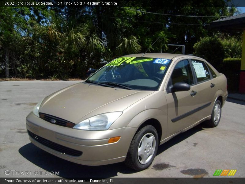 Fort Knox Gold / Medium Graphite 2002 Ford Focus LX Sedan