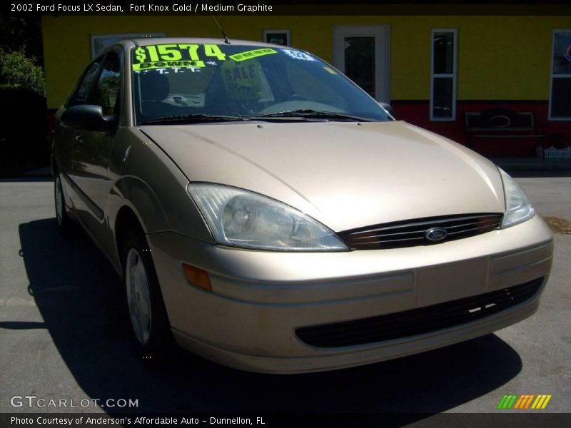 Fort Knox Gold / Medium Graphite 2002 Ford Focus LX Sedan