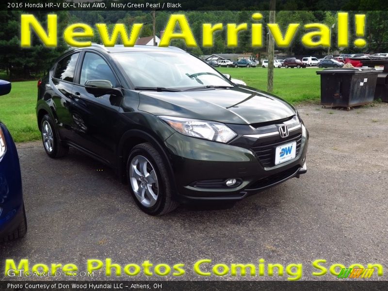 Misty Green Pearl / Black 2016 Honda HR-V EX-L Navi AWD